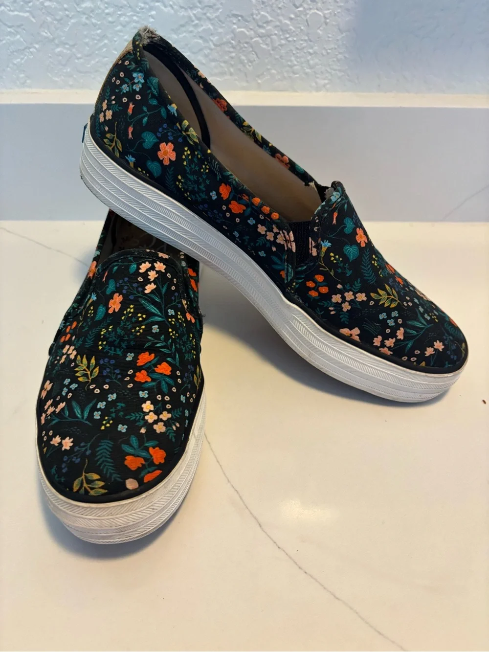 Keds X Rifle Paper Co Collab Womens Shoes Slip On Canvas Floral Casual Sz 9.5